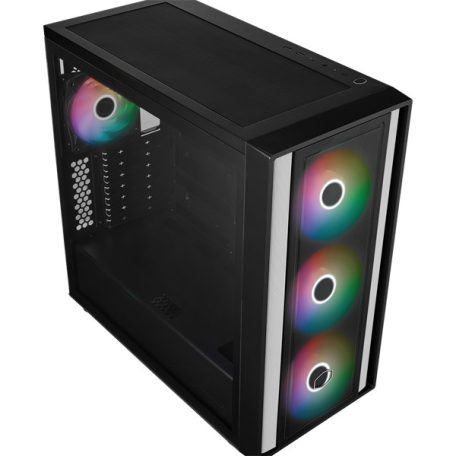 COOLER MASTER Ház ATX MasterBox 600, Tápegység nélkül, Üvegfalú, fekete