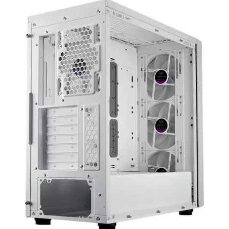 COOLER MASTER Ház ATX MasterBox 600, Tápegység nélkül, Üvegfalú, fehér