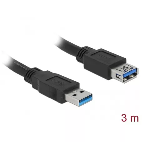 DELOCK kábel USB 5 Gbps Type-A male / female hosszabbító 3m fekete