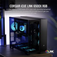   CORSAIR Ház ATX iCUE LINK 6500X RGB, Tápegység nélkül, Edzett Üveg, fekete