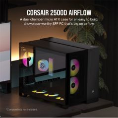   CORSAIR Ház Micro-ATX 2500D AIRFLOW, Tápegység nélkül, Edzett Üveg, fekete