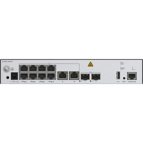 Huawei eKit Vezeték Nélküli Access Kontroller 10x1000Mbps + 2x10GE (SFP+) + 1konzol port, max 256 AP - AC650-256AP