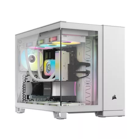 CORSAIR Ház Micro-ATX iCUE LINK 2500X RGB, Tápegység nélkül, Edzett Üveg, fehér