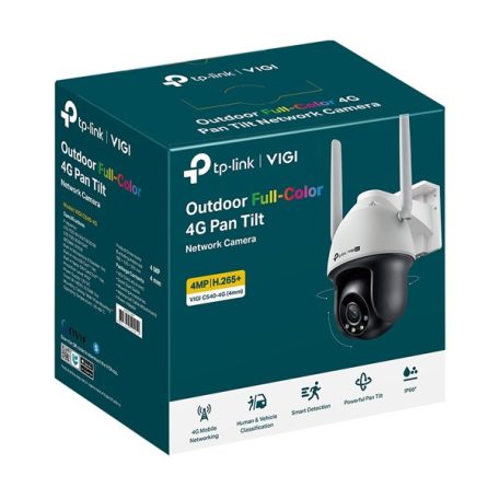 TP-LINK IP & Wi-Fi-s Kamera kültéri éjjellátó 4 Megapixel, 4mm Objektív 3G/4G SIM slot, VIGI C540-4G(4MM)