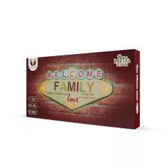   FOREVER LIGHT RETRO metál LED dekorációs lámpa WELCOME FAMILY, USB, 5V, falra akasztható