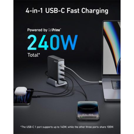 ANKER Hálózati Töltő 3xUSB-C, USB-A 4 portos, 240W EU, fekete - A2342311