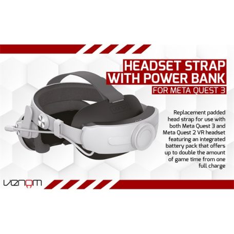VENOM Meta Quest 2 & 3 Kiegészítő Univerzális headset pánt és 5000 mAh akkumulátor csomag, VS4209