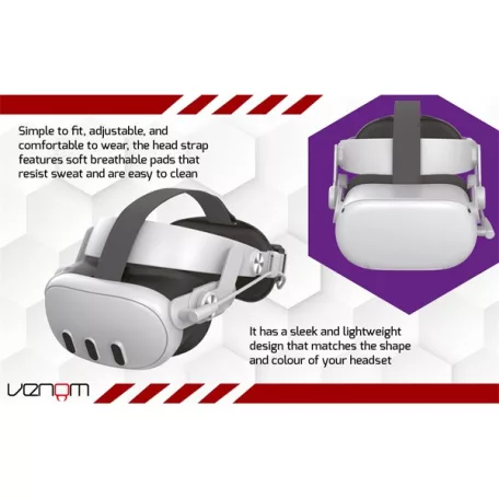 VENOM Meta Quest 2 & 3 Kiegészítő Univerzális headset pánt és 5000 mAh akkumulátor csomag, VS4209