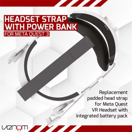 VENOM Meta Quest 2 & 3 Kiegészítő Univerzális headset pánt és 5000 mAh akkumulátor csomag, VS4209
