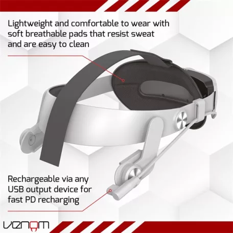 VENOM Meta Quest 2 & 3 Kiegészítő Univerzális headset pánt és 5000 mAh akkumulátor csomag, VS4209