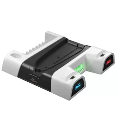   FROGGIEX PS5/PS5 Slim Kiegészítő Ventilátoros állvány + Headset tartó Fehér, FX-P5-C4-W
