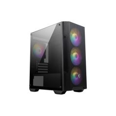   MSI Ház Micro ATX FORGE M100A, 4xA-RGB ventilátor, Tápegység nélkül, üvegfalú, fekete
