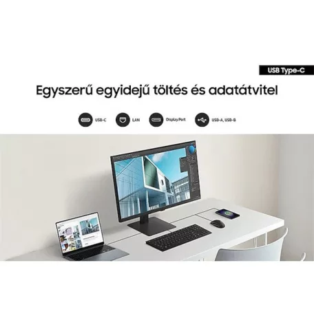 SAMSUNG IPS 100Hz monitor 32" S60UD, 2560x1440, 16:9, 350cd/m2, 5ms, HDMI/DisplayPort/3xUSB/1xUSB-C, Pivot