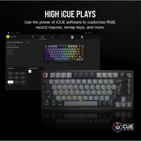 CORSAIR Vezeték Nélküli Billentyűzet Gaming, K65 PLUS 75%, Mechanikus, MLX Red switch, US, fekete