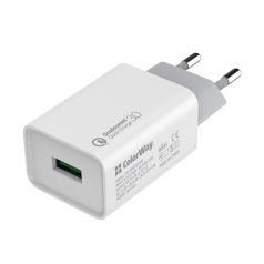   COLORWAY USB töltő adapter, 1USB Quick Charge 3.0 (18W) white (CW-CHS013Q-WT)