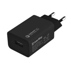   COLORWAY USB töltő adapter, 1USB Quick Charge 3.0 (18W) black (CW-CHS013Q-BK)