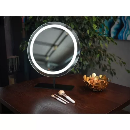 HUMANAS HM Scarlet LED fém sminktükör, 360° elforgatható,  integrált érintő gombok, 3 színhőmérséklet,