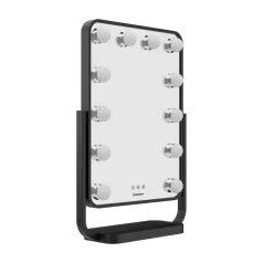   HUMANAS HM01 dönthető kozmetikai tükör, 12 db LED, érintőképernyő, 360°, teljesítmény, szín szabályozás, black
