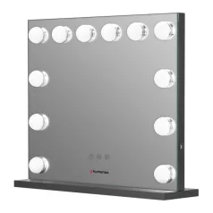   HUMANAS HM02 maxi álló sminktükör, 55x45 cm,12 LED, integrált érintő gombok 3 színhőmérséklet, szabályozható fény, black