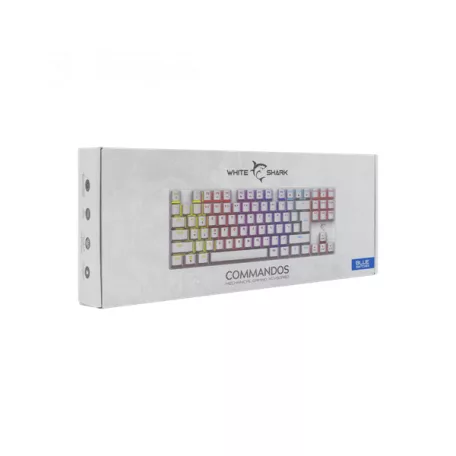 WHITE SHARK WS GK-2106W/BL-HU COMMANDOS fehér mechanikus billentyűzet, magyar, 88 kék gomb