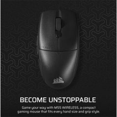   CORSAIR Vezeték Nélküli Egér Gaming, M55 Lightwight, 6 programozható gomb, Ultra-könnyű, 16000dpi, fekete