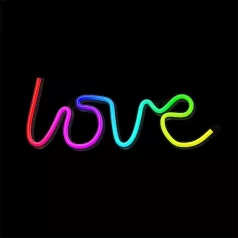   FOREVER LIGHT Neon LED dekorációs RGB lámpa LOVE, USB, távirányító, MUSIC SYNC, szabályozható, TIMER