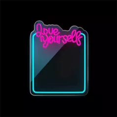   FOREVER LIGHT Neon világító LED tükör, LOVE YOURSELF, USB, be / ki kapcsoló, időzítő, 2 m kábel, 2év garancia