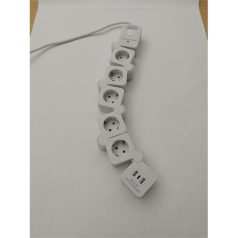   SPS túlfeszültségvédő elosztó, 1,5 méteres, 5 DIN + 2 USB + 1 USB-C, flexi