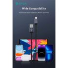 DEVIA ST108035 Gracious v2 12W USB/Lightning adat-és töltőkábel, fekete, 1m