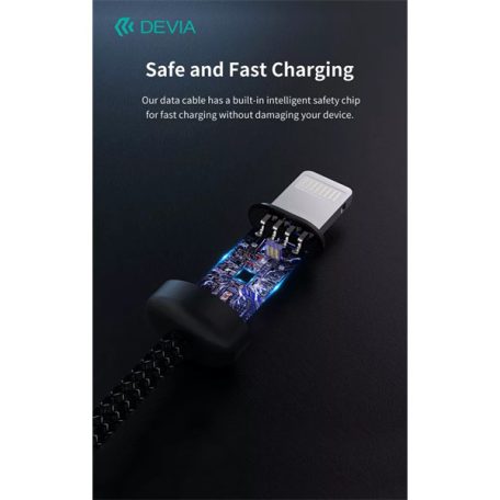 DEVIA ST108035 Gracious v2 12W USB/Lightning adat-és töltőkábel, fekete, 1m