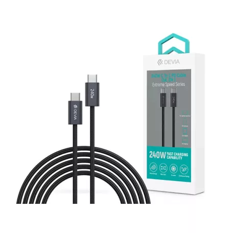 DEVIA ST108721 Extreme Speed PD 240W, USB-C - USB C (Type-C) adat-és töltőkábel, fekete, 2m