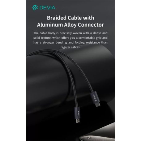 DEVIA ST108721 Extreme Speed PD 240W, USB-C - USB C (Type-C) adat-és töltőkábel, fekete, 2m