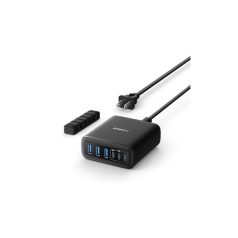   ANKER Hálózati Töltőállomás, 6 portos, 3xUSB-A, 3xUSB-C, 112W USB-C, EU, fekete -  A2154G11