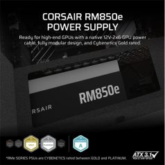   CORSAIR Tápegység Moduláris, RM850e, 850W, 12cm, ATX 3.1, PCIe 5.1, BOX, Cybenetics Gold