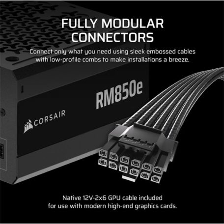 CORSAIR Tápegység Moduláris, RM850e, 850W, 12cm, ATX 3.1, PCIe 5.1, BOX, Cybenetics Gold