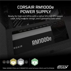   CORSAIR Tápegység Moduláris, RM1000e, 1000W, 12cm, ATX 3.1, PCIe 5.1, BOX, Cybenetics Gold
