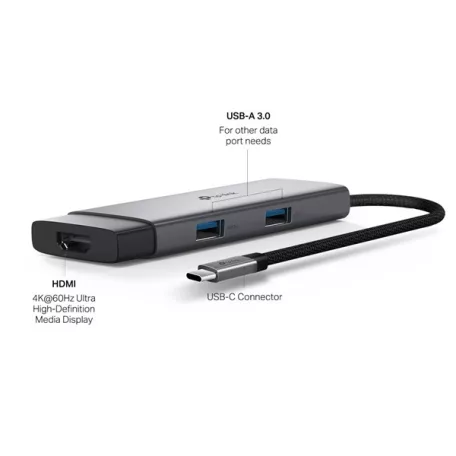 TP-LINK USB Type-C HUB 5 portos 1xHDMI + 1xPD 100W +1xUSB-C + 2xUSB, UH5020C
