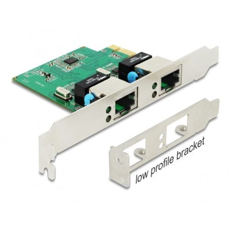 DELOCK PCI-E x1 Bővítőkártya > 2x RJ45 Gigabit LAN RTL8111