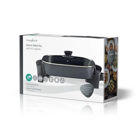 Nedis FCSP110EBK40 elektromos serpenyő, 40 cm családi kivitel, állítható hőmérséklet, cool touch, mosogatógépben mosható