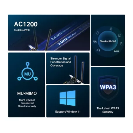 MERCUSYS Wireless Adapter PCI-Express 5.0 Dual Band AC1200 Bluetooth, MA30E