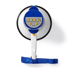   Nedis MEPH150WT megafon,  hatótáv: 250m, max. hangerő: 115dB, beépített mikrofonb, beépített sziréna, felvéte