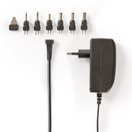 Nedis ACPA003 univerzális AC-DC tápegység, állítható 9V-24V, 24W, 1 - 1,5A, 6 cserélhető táp dugó