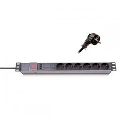   KELINE Elosztópanel 6x250V, túlfeszültség védelemmel 1U, 19", 2.5m