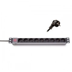   KELINE Elosztópanel 9x250V, kapcsolóval, 1U, 19", 2.5m