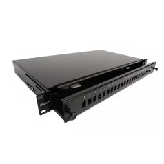   KELINE optikai patch panel kihúzható, 1U, 24xSC, LC duplex, LSH(E2000) toldó számára