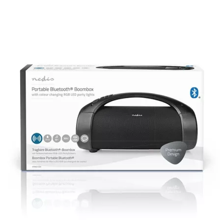 Nedis SPBB315BK Bluetooth Party Boombox, 6 óra üzemidő, 2.0 ,50W ,AUX , USB ,IPX5 ,TWS, fogantyú, LED fényjáték