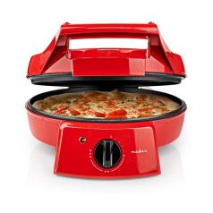   Nedis FCPM100FRD pizza és grillsütő egyben, 30 cm, Állítható hőmérséklet-szabályozás, 1800 W