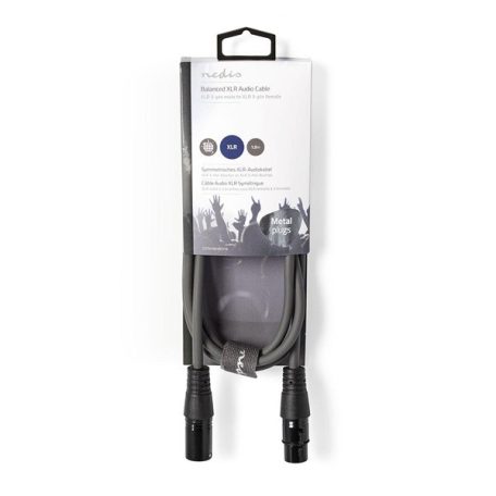 Nedis COTH15010GY15 balanced/szimmetrikus félprofi XLR audio kábel, XLR dugó - aljzat, 1.5m, rugalmas