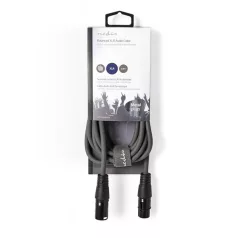   Nedis COTH15010GY30 balanced/szimmetrikus félprofi XLR audio kábel, XLR dugó - aljzat, 3m, rugalmas