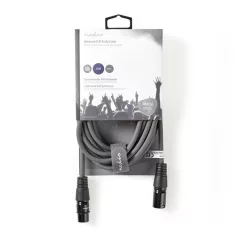   Nedis COTH15010GY50 balanced/szimmetrikus félprofi XLR audio kábel, XLR 3érintkezős dugó - aljzat, 5m, rugalmas
